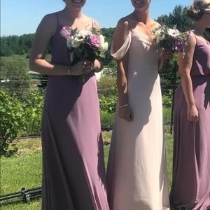 D’zage Long blush pink bridesmaid dress
